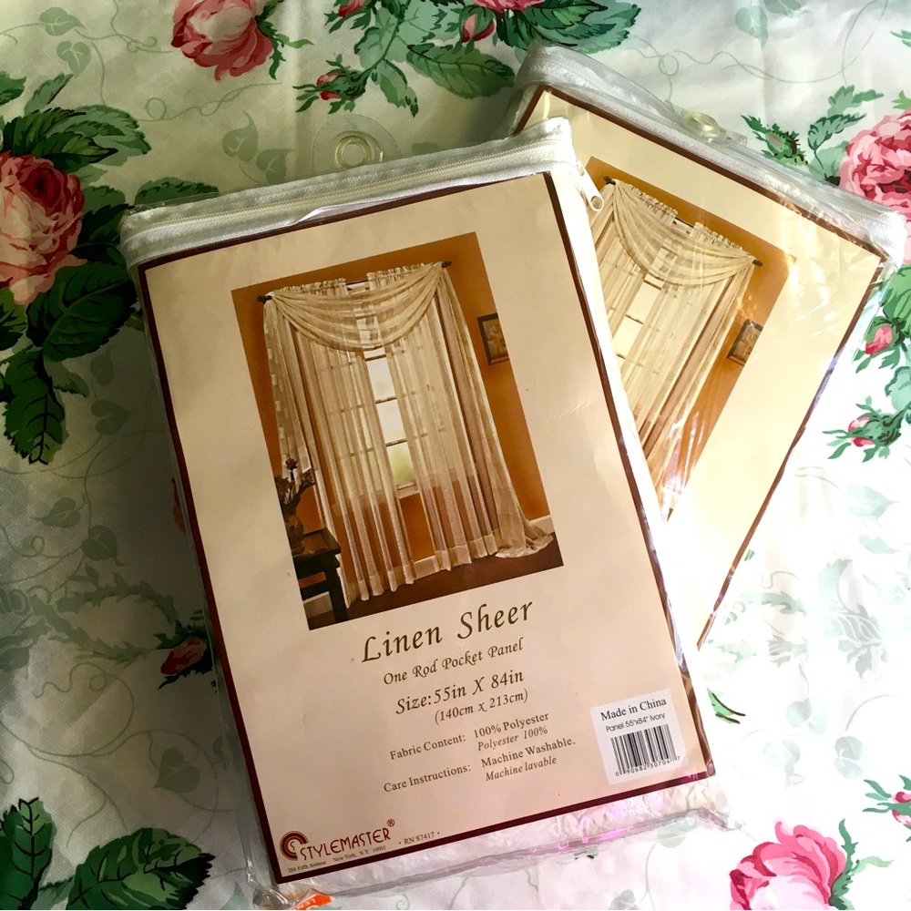 2 Curtain Panels - Sheer with Vertical Stripes - Ivory - Outstanding DEAL 🤩 🤩